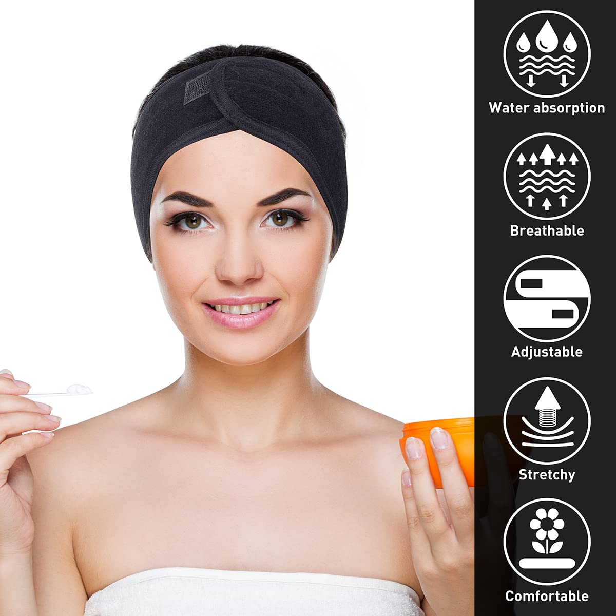 Denfany bandeau ajustable avec velcro, adaptation rapide pour toutes les têtes.