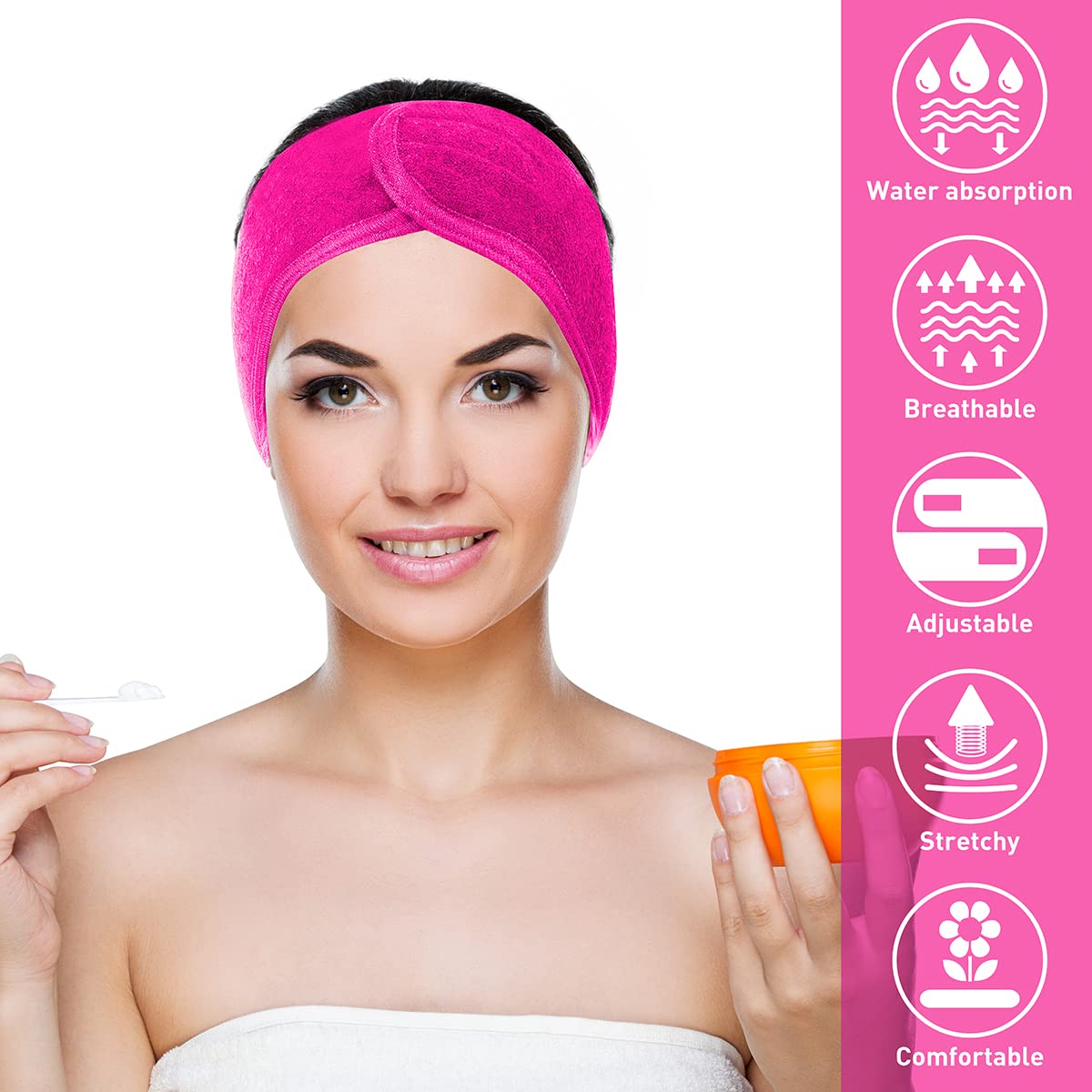 Denfany bandeau fermeture tape magique, réglage rapide pour tout tour de tête.