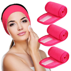 Denfany bandeau maquillage rose, absorption élevée pour cheveux propres lors du soin.