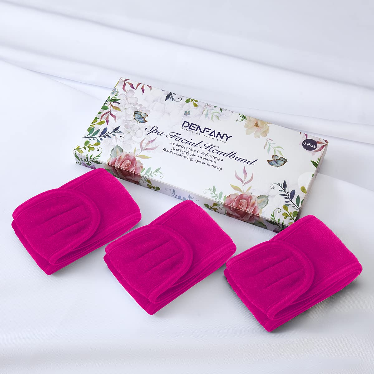 Denfany bandeau soin visage spa, idéal pour masques et nettoyages.