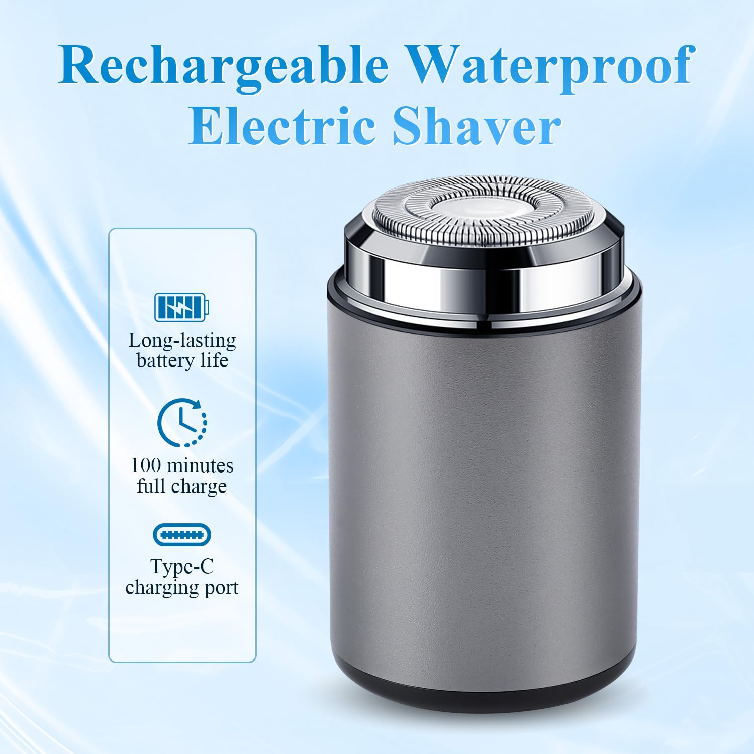 Denir Bonee rasoir électrique IPX7 imperméable utilisable sous l’eau