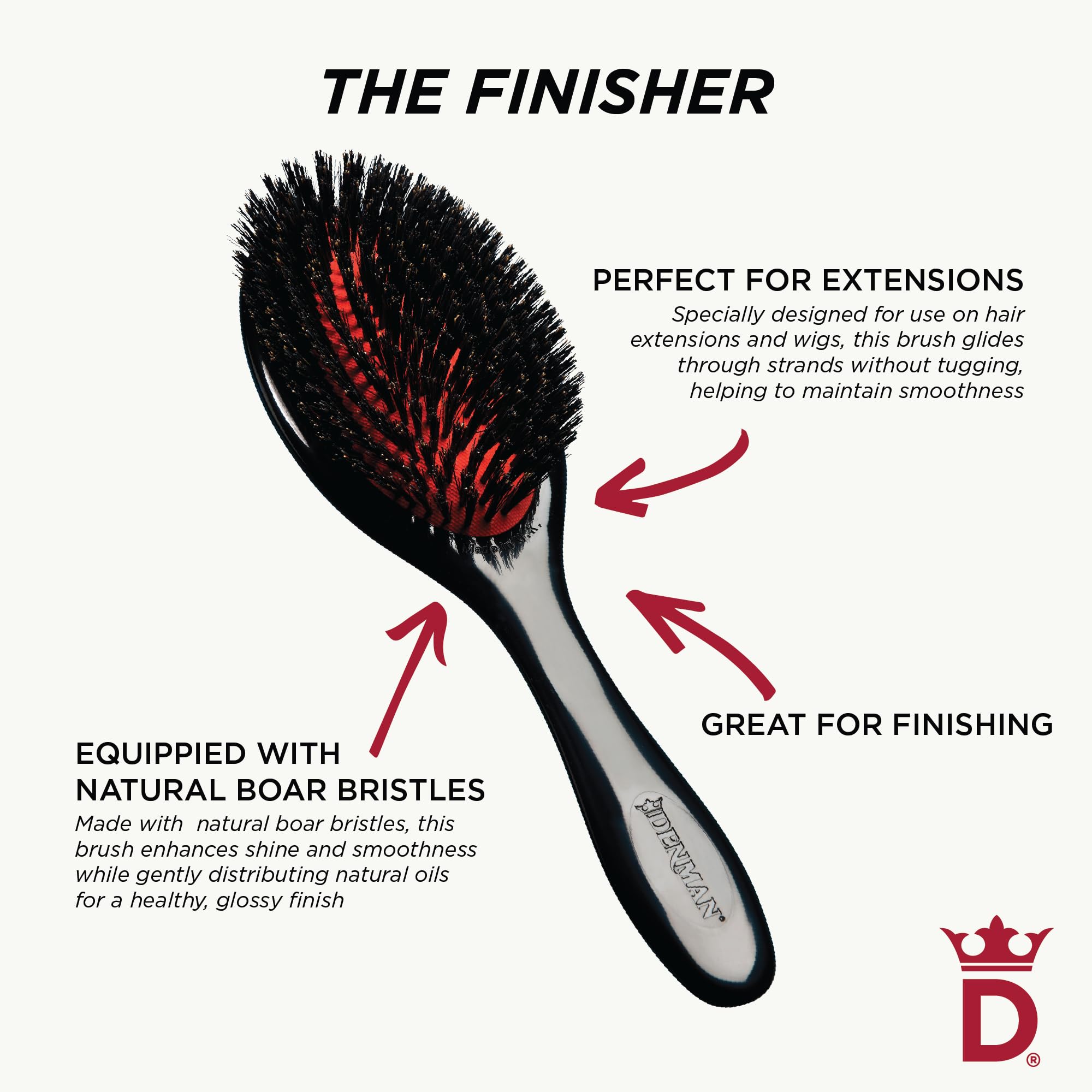 Denman brosse lissage et polissage fini lisse et brillant