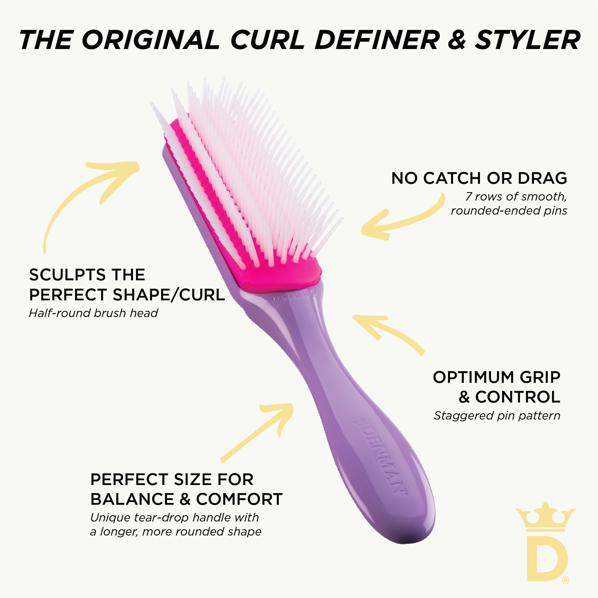 Denman D3 brosse anti-accrochage pour un démêlage fluide