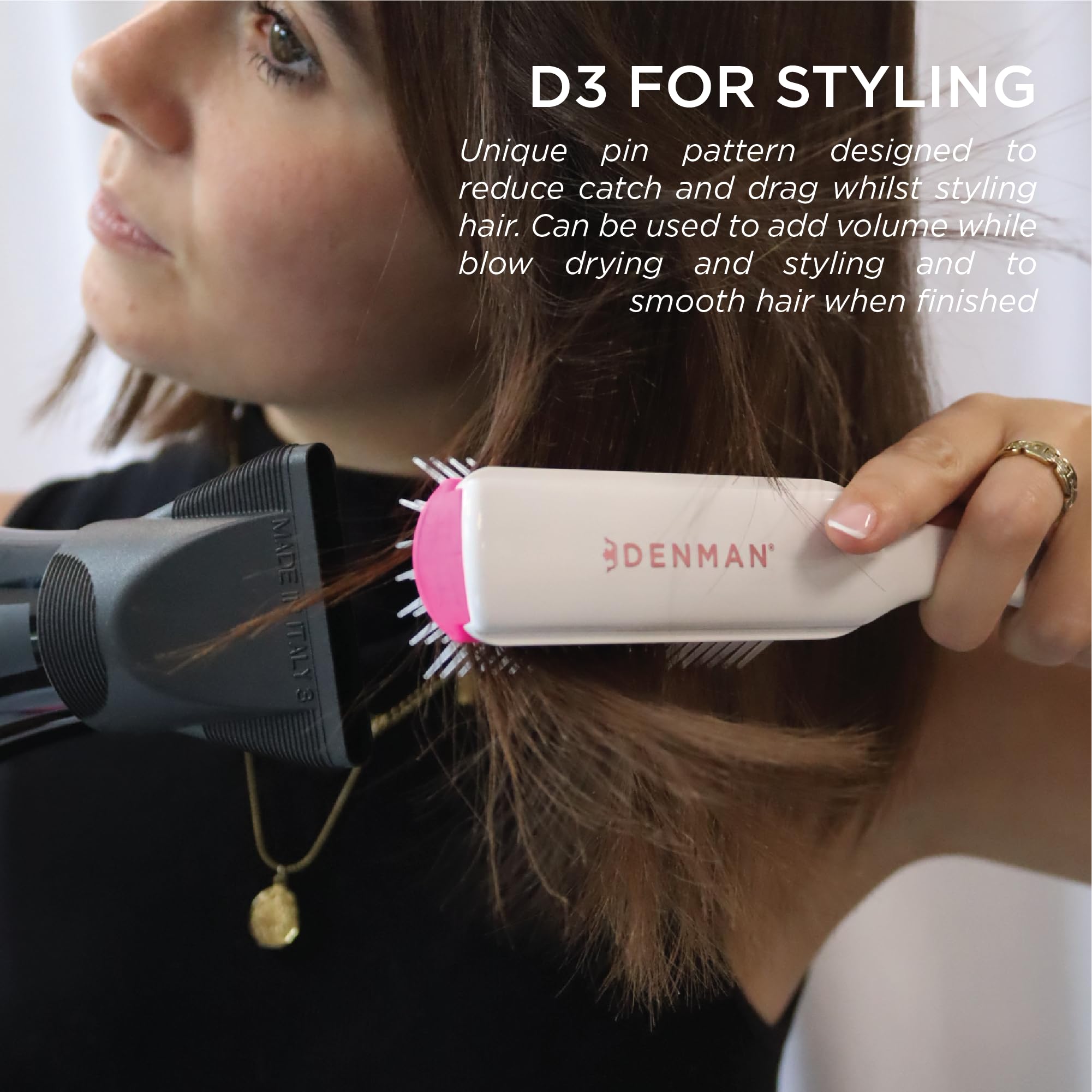 Denman D3, manche ergonomique, contrôle facilité pendant le coiffage.