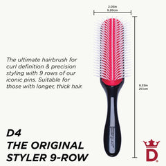 Denman D4, épingles en nylon sur 9 rangs démêlent sans tirer.