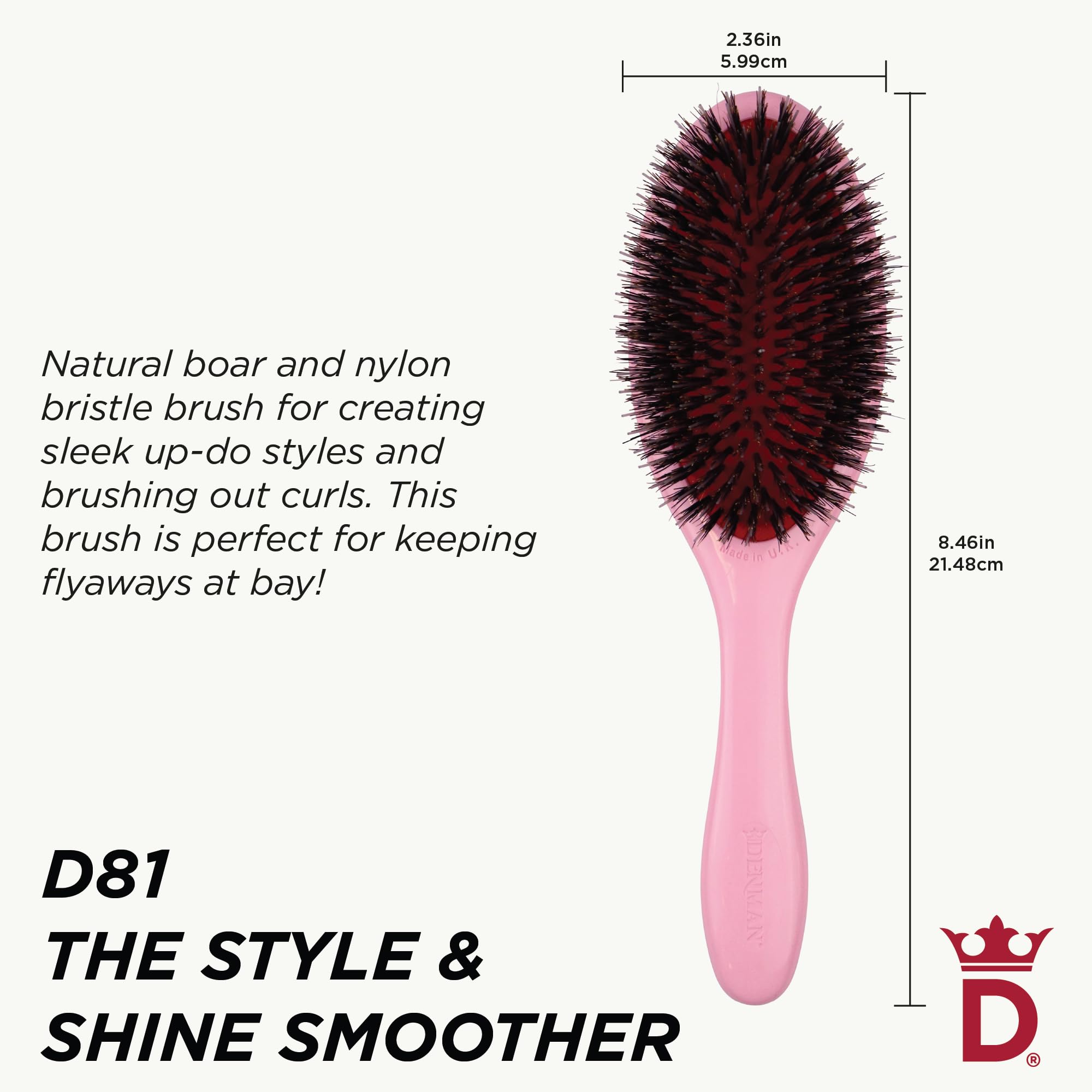 Denman D81M démêlage doux pour cheveux épais sans traction.