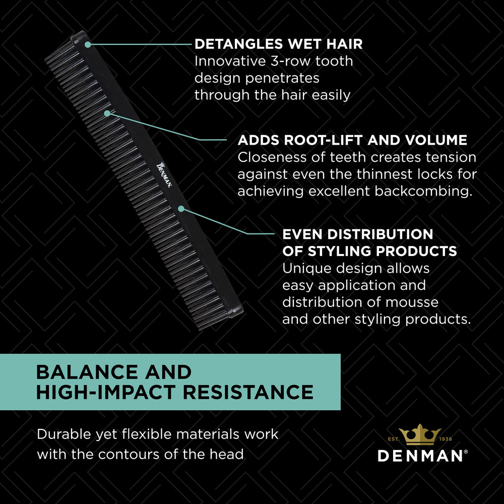 Denman Jack Dean format compact — idéal pour le sac et les retouches en déplacement.