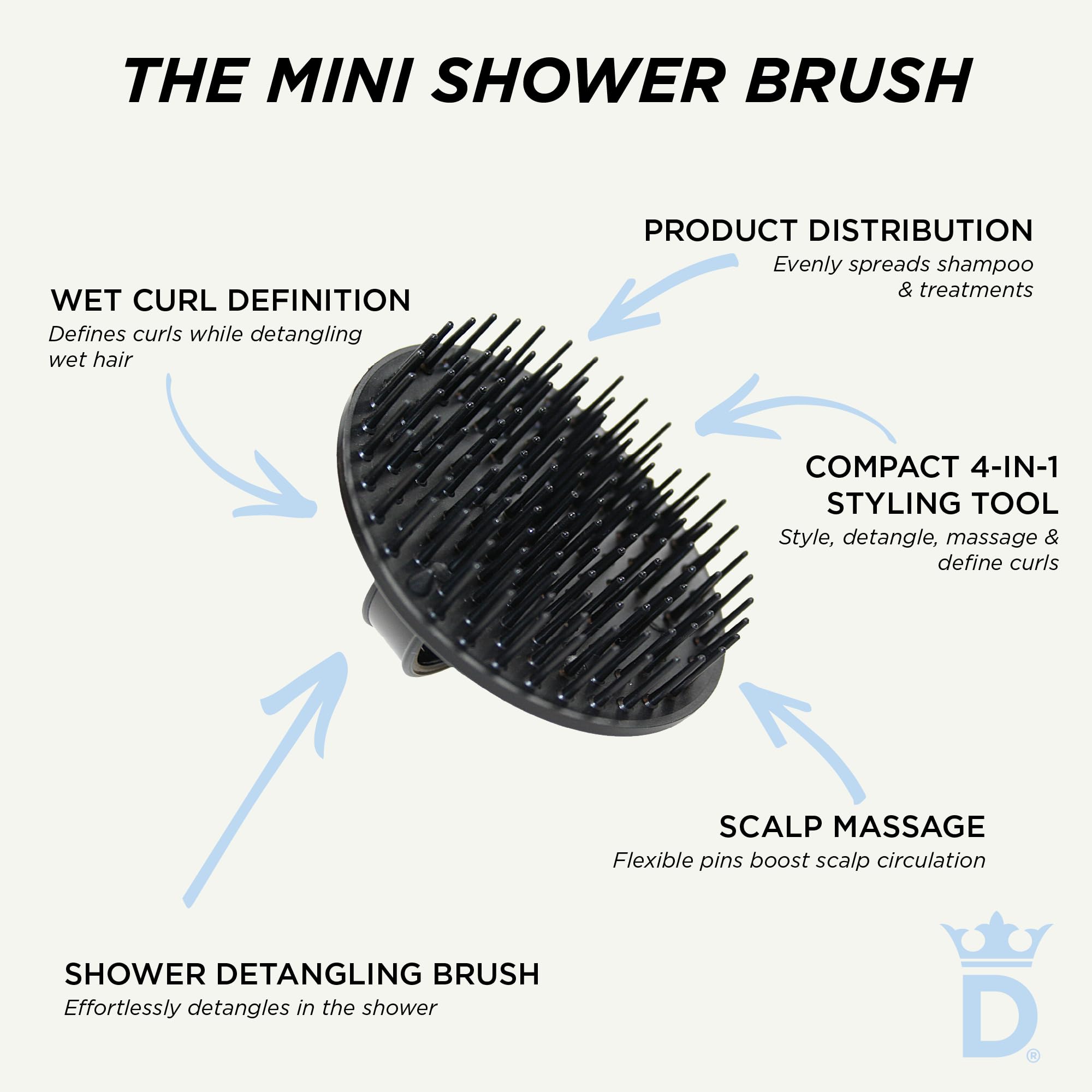 Denman Jack Dean massage cuir chevelu pendant la douche, expérience relaxante.