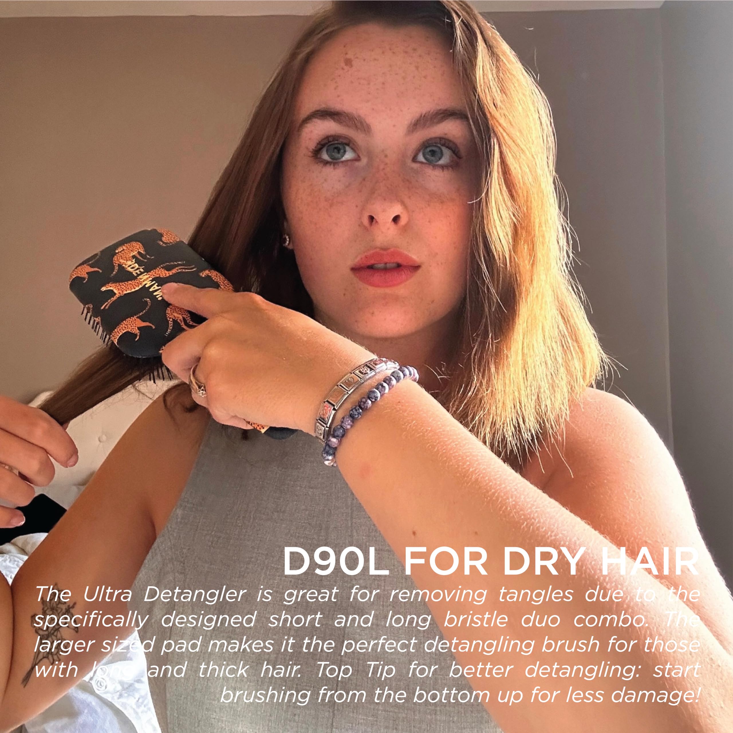 Denman Ultimate Démêlant, idéal pour cheveux longs et extensions sans tiraillement.