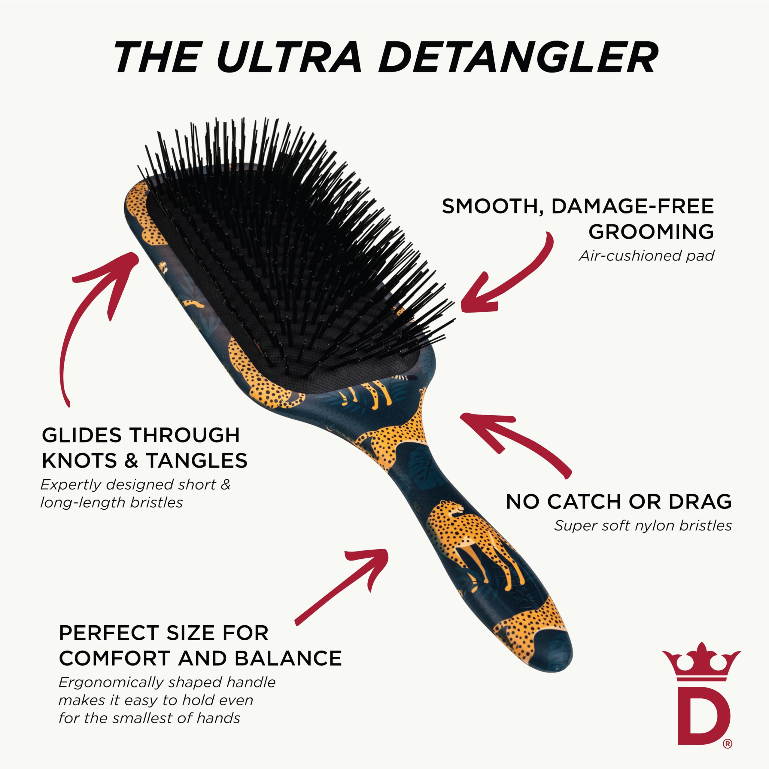 Denman Ultimate Démêlant, recommandé pour perruques et extensions, démêlage en douceur.