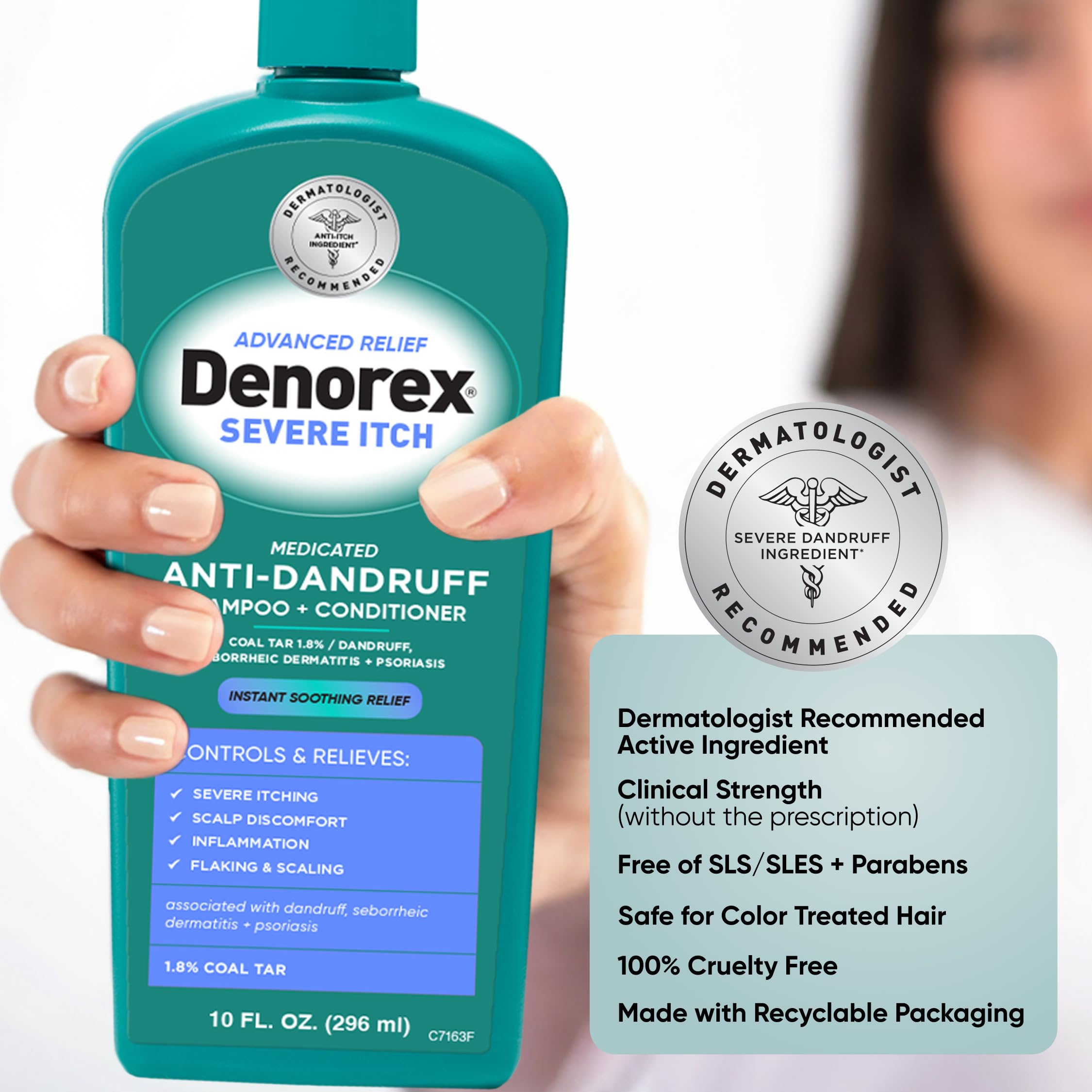 Hair after wash looks soft and hydrated with Denorex Advanced Relief