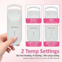 DENTAISyn curleur cils portable Type-C, recharge rapide en déplacement.