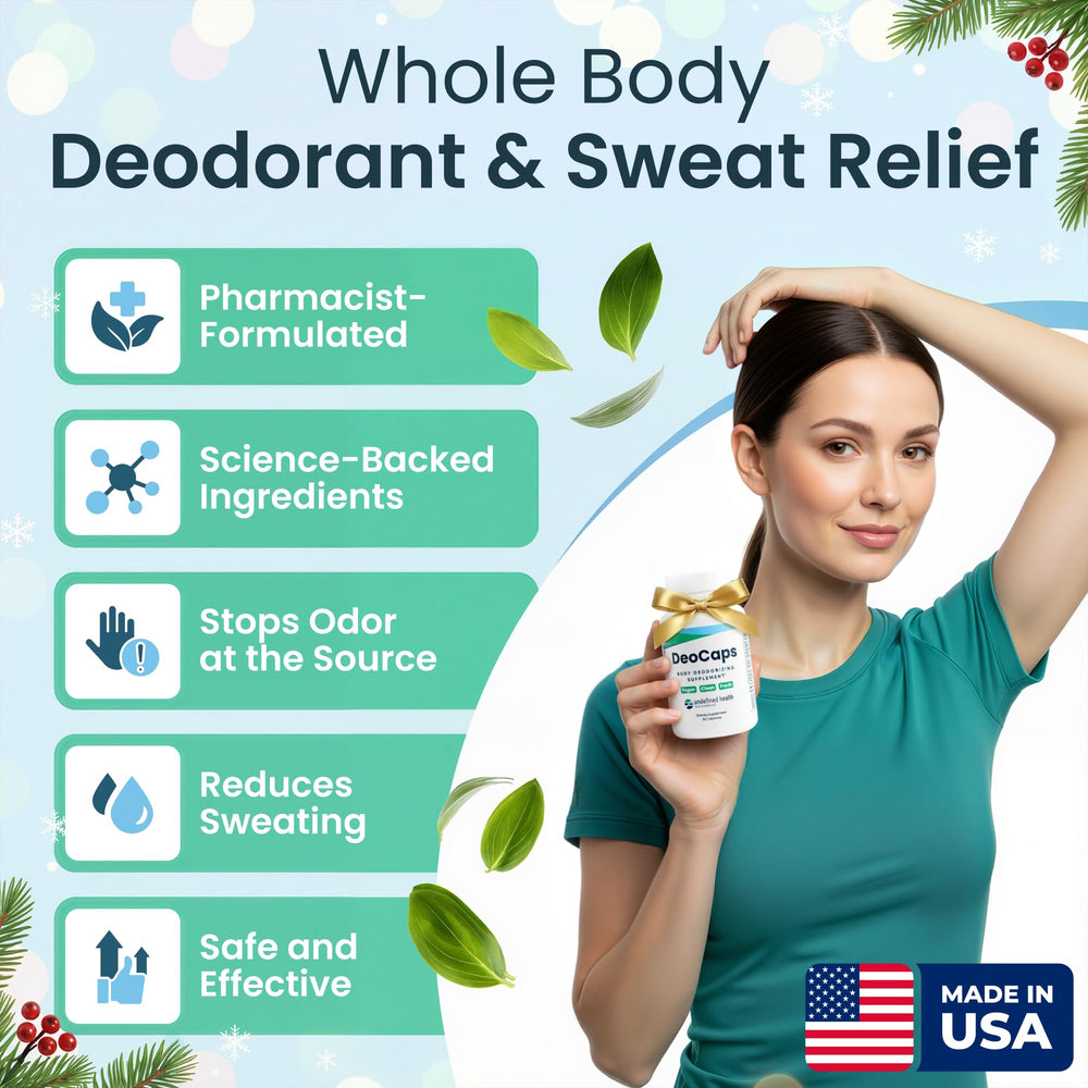 Étiquette DeoCaps – ingrédients naturels pour une routine de fraîcheur.