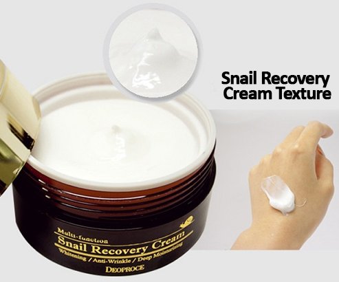 Deoproce snail recovery cream packaging showing Made in Korea quality