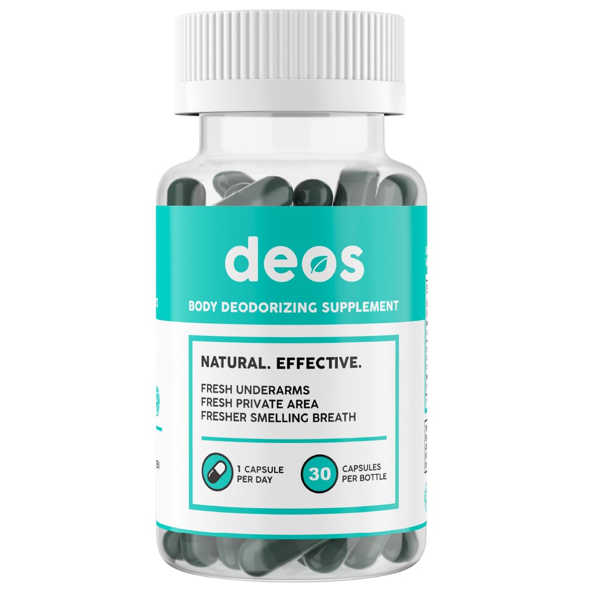 DEOS: bouteille et capsules pour une fraîcheur durable tout au long de la journée.