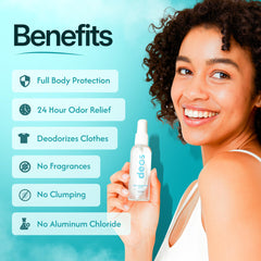 Étiquette sans parfum DEOS adaptée pour peaux sensibles.