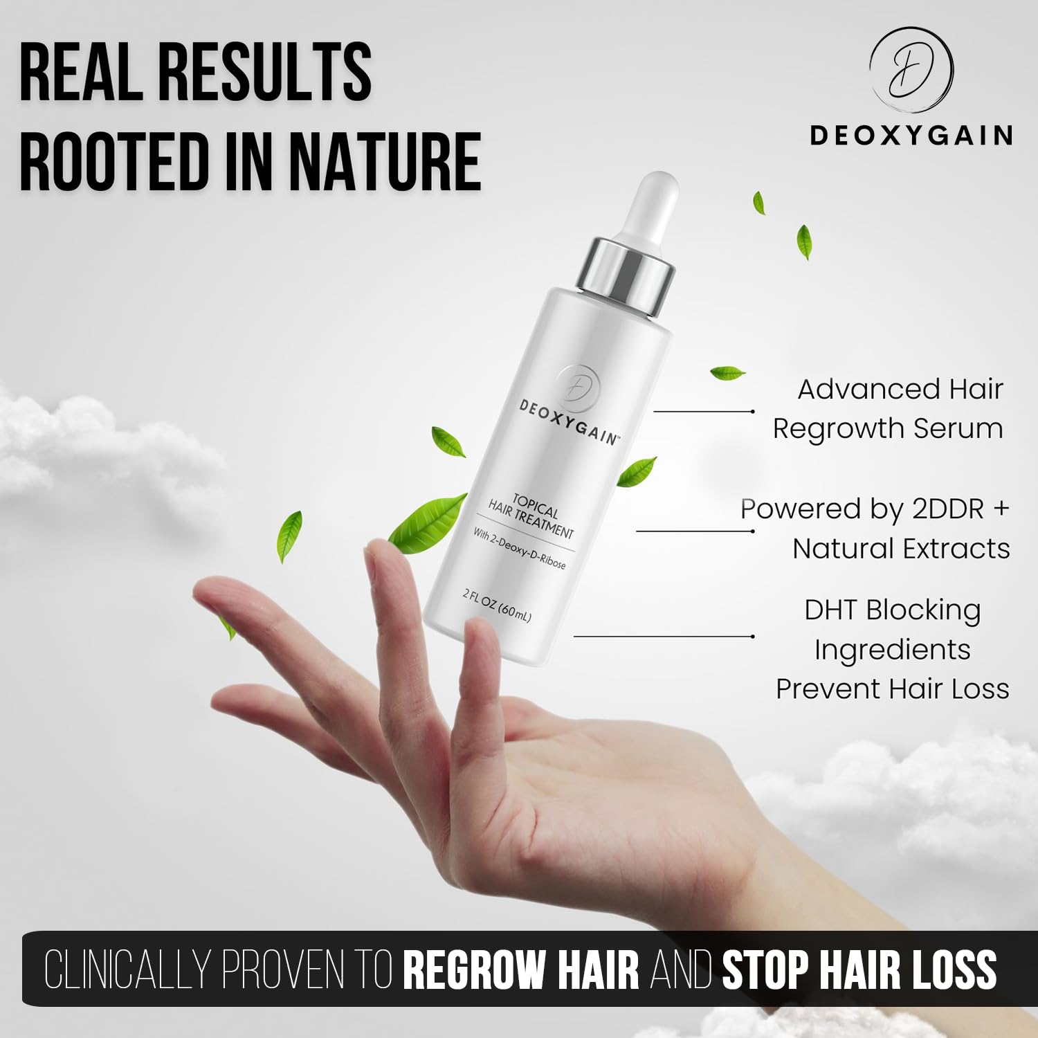 Sérum Deoxygain – Flacon gel transparent, absorption rapide sans résidu gras.