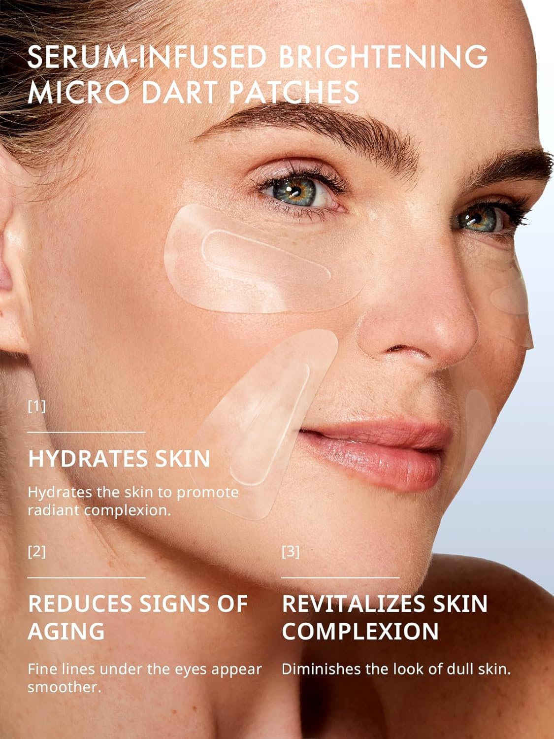 Application précise des patchs Deepcare autour des yeux.