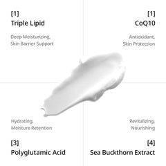 depology Triple Lipid+Q10 Crème Visage massage quotidien pour absorption rapide.