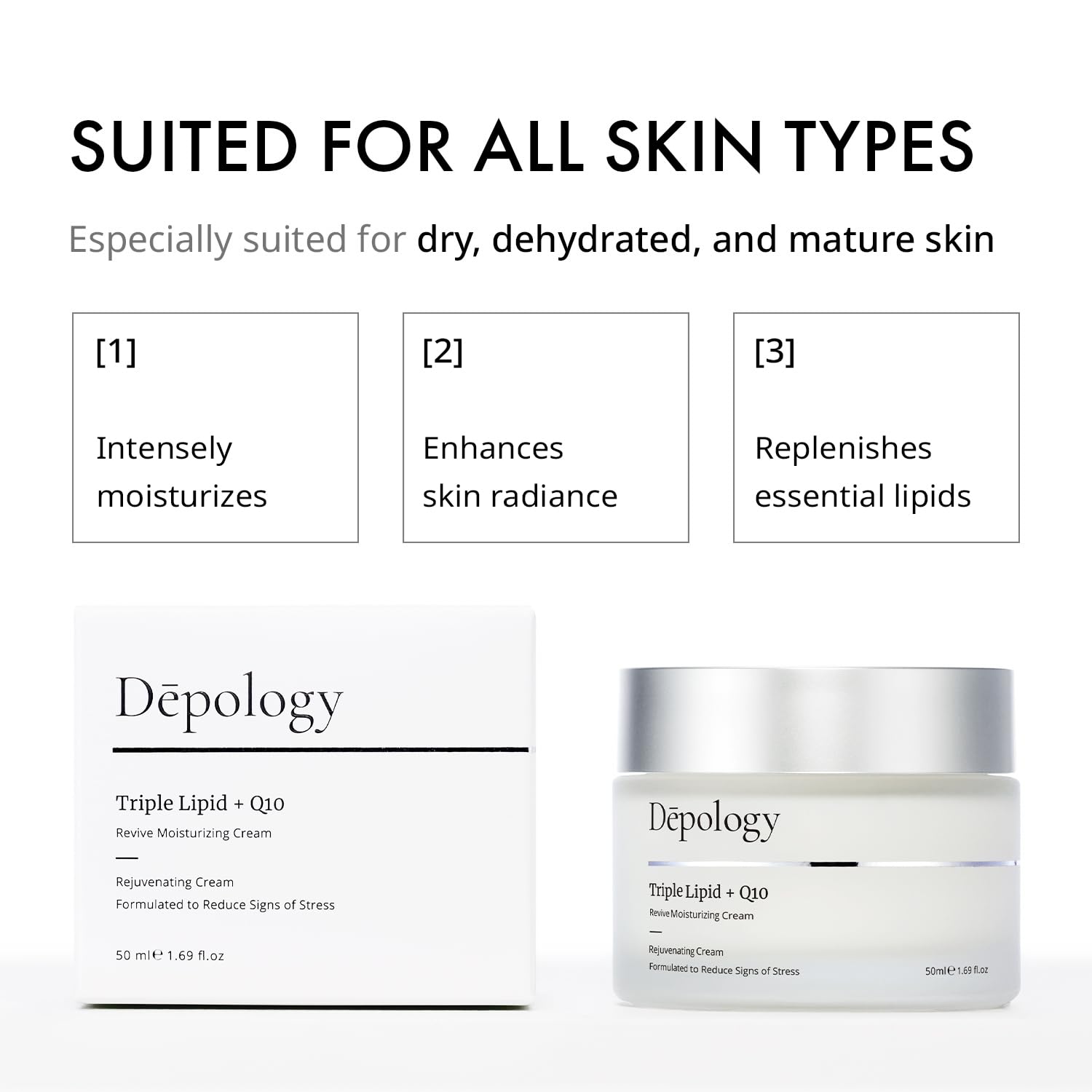 depology Triple Lipid+Q10 Crème Visage Niacinamide pour teint équilibré.
