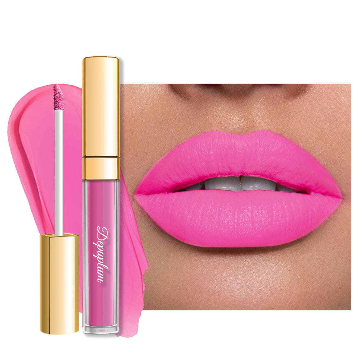 Depuplum rouge à lèvres mat rose – applicateur précis pour une application uniforme.