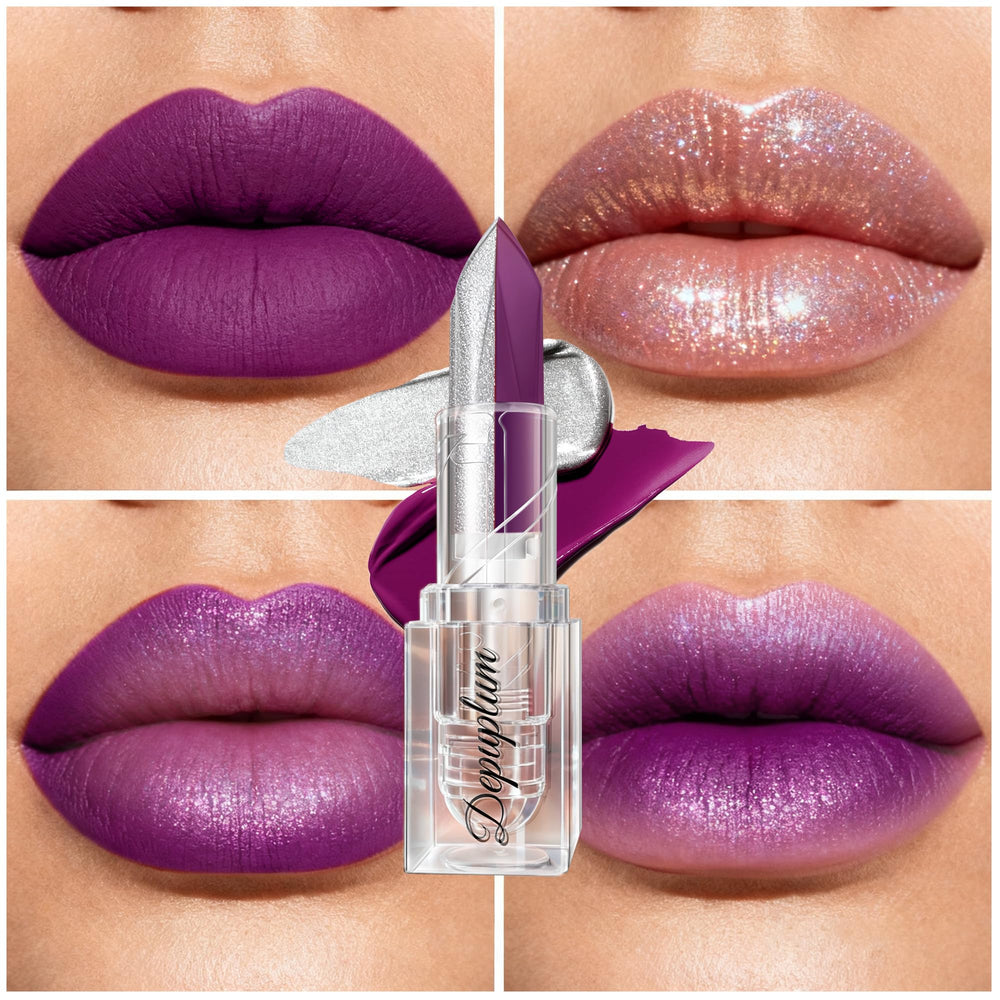 Depuplum rouge à lèvres pailleté argent – effet scintillant durable