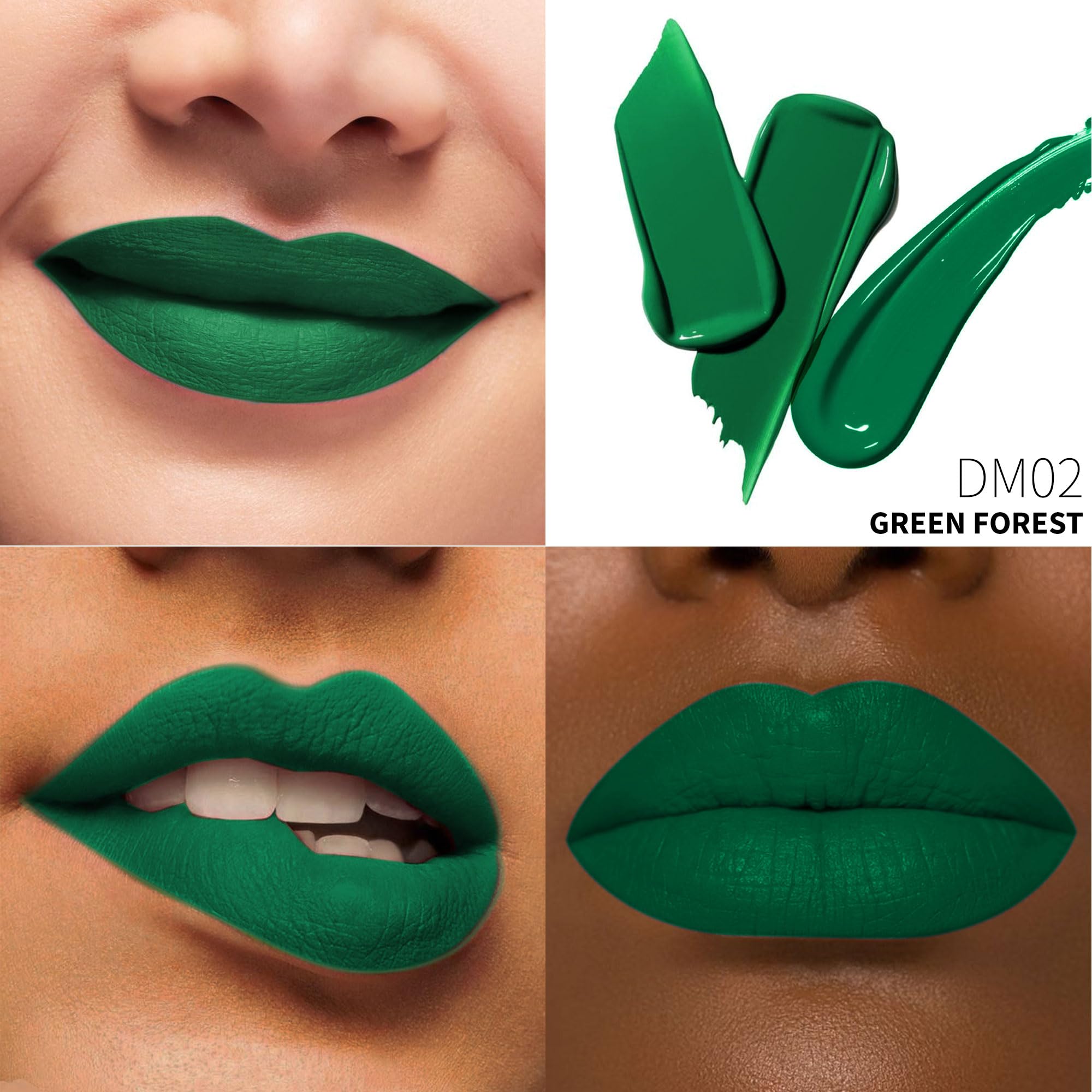 Depuplum Rouge à Lèvres Vert Forêt Matte, fini mat sans transfert.