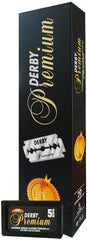 Derby Premium lames de rasoir double-tranche, vue sur emballage.