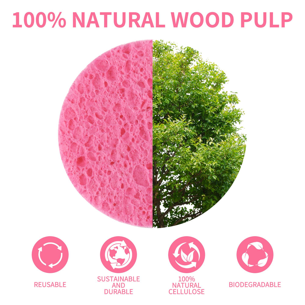 Éponge visage matière naturelle cellulose Derloyo, respectueuse de l’environnement et biodégradable.