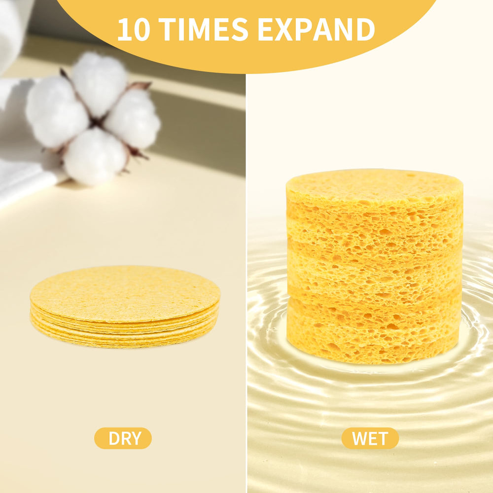Derloyo sponges expand in water to reveal a soft texture for gentle cleansing.