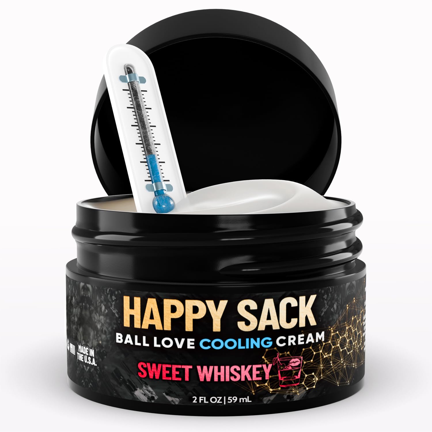 Derm Dude Happy Sack front label highlights odor control for men.