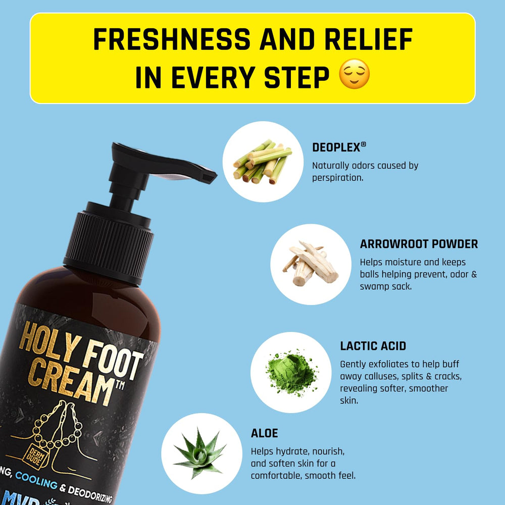 Derm Dude Holy Foot Cream arrowroot icon highlighting light, balanced moisture.