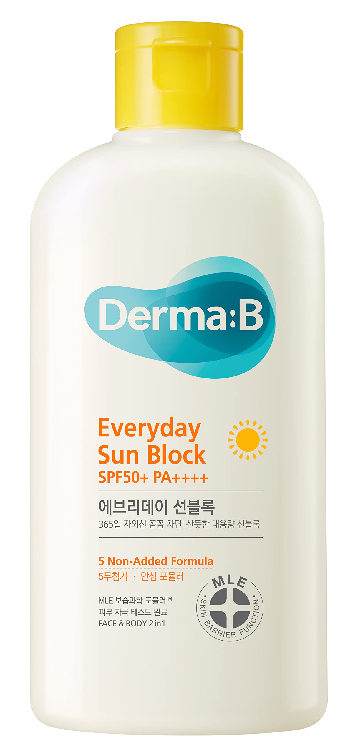 Derma B Everyday Sun Block — bouteille apparente et texture légère facilitant l’application