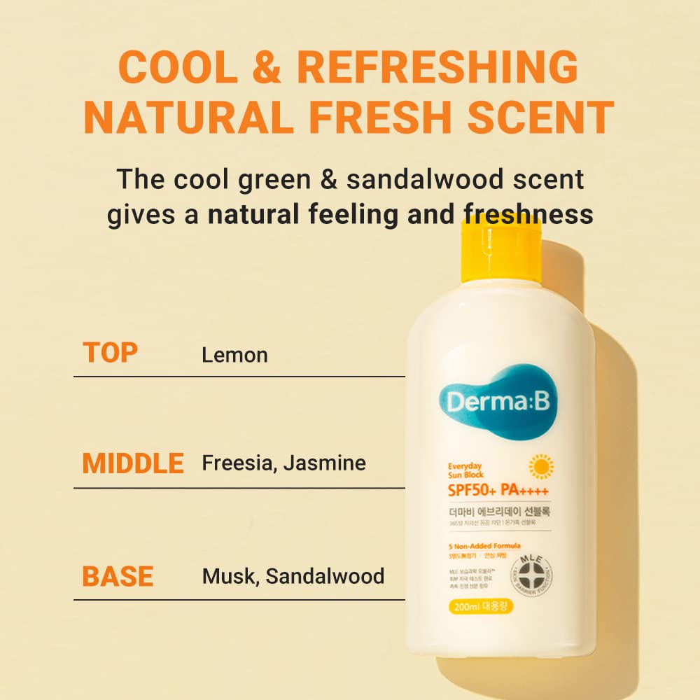 Derma B Everyday Sun Block — fini non collant pour peau fraîche