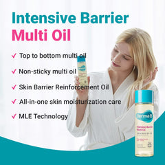 Derma B huile corps non collante après douche, absorption rapide.