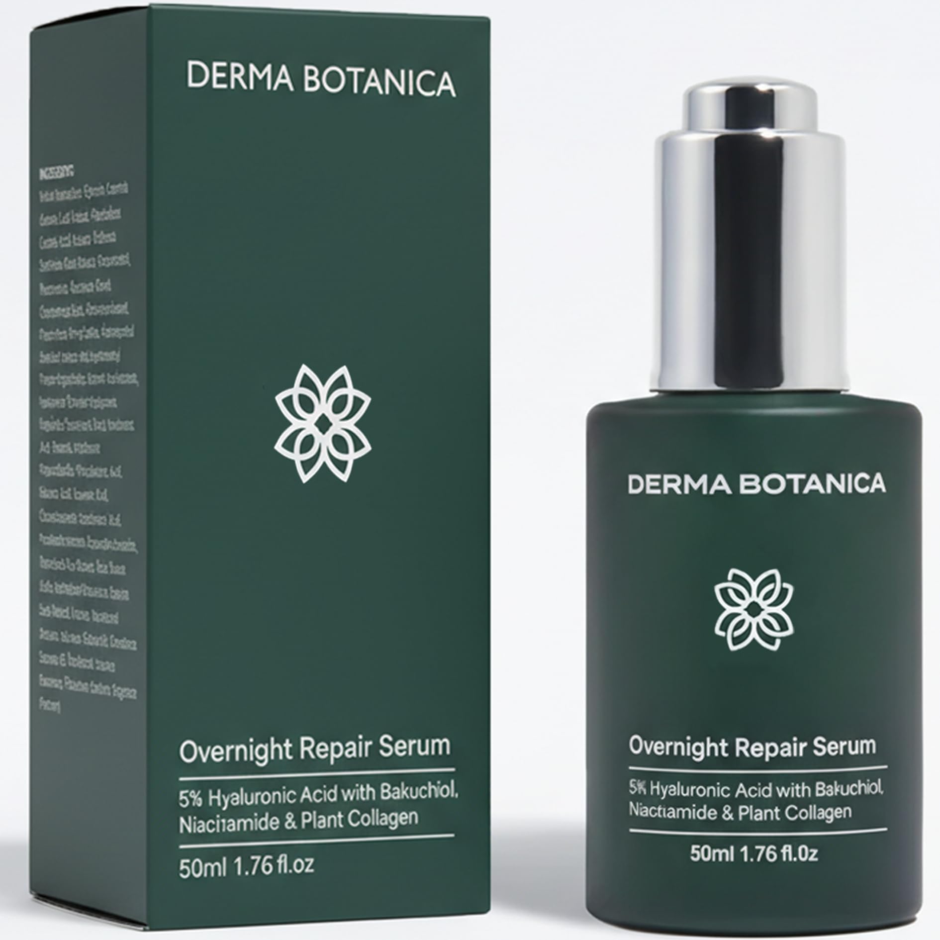 Sérum Nuit Derma Botanica, bouteille pompe, hydratation nocturne pour une peau plus fraîche