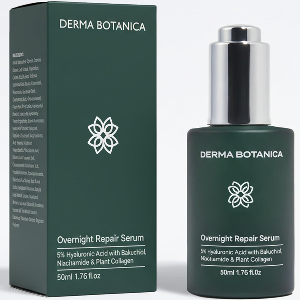 Sérum Nuit Derma Botanica, bouteille pompe, hydratation nocturne pour une peau plus fraîche