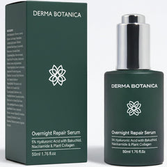 Sérum Nuit Derma Botanica, bouteille pompe, hydratation nocturne pour une peau plus fraîche