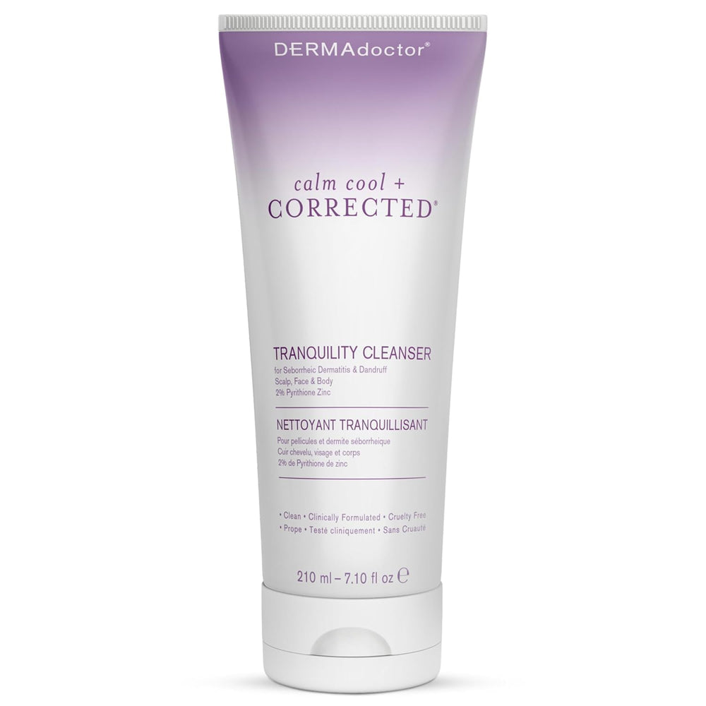 Shampoing DERMAdoctor séborrhéique en bouteille, soulage le cuir chevelu.