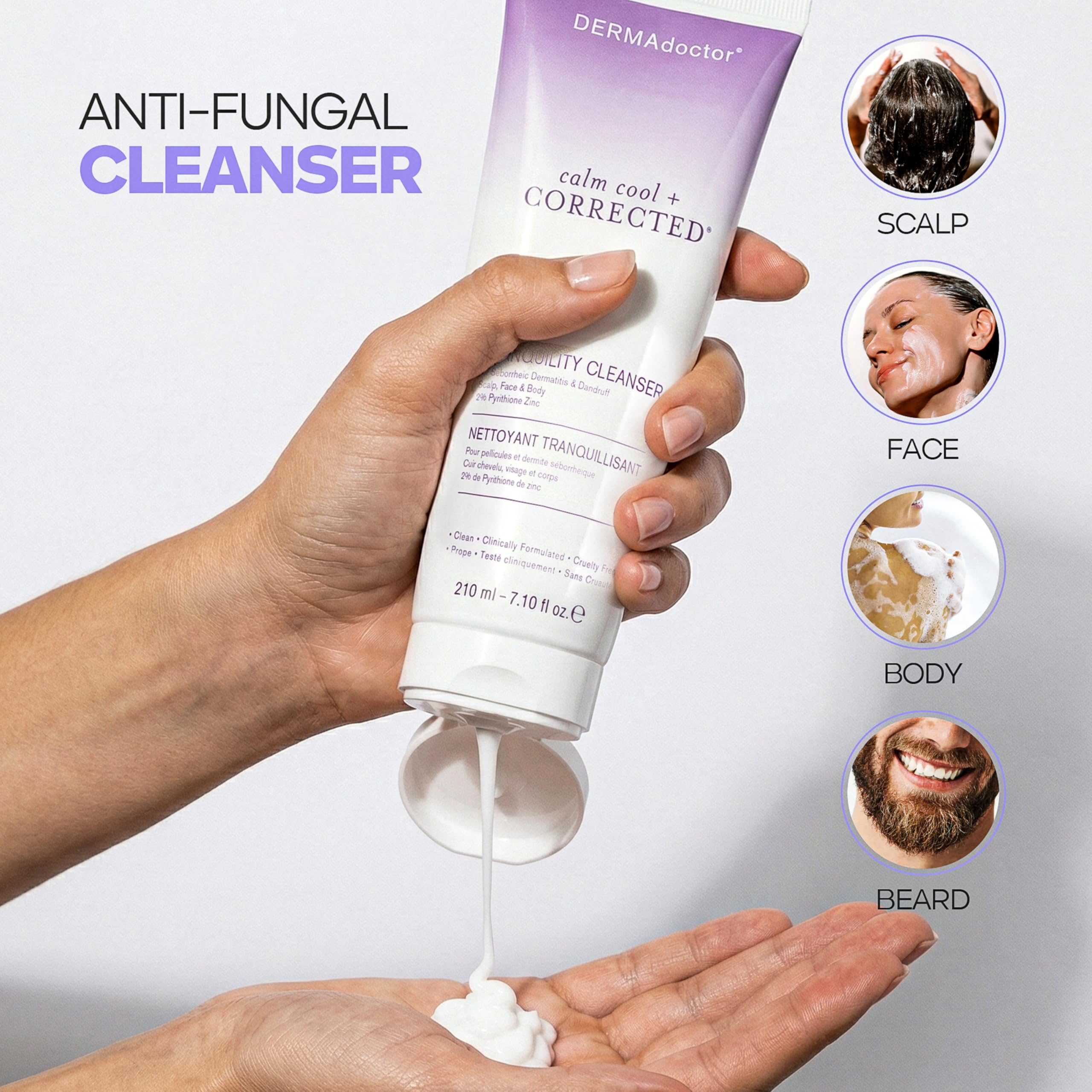 DERMAdoctor zinc 2 pourcent, purifie cuir chevelu et pellicules.