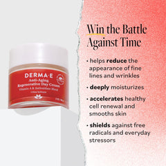Texture fluide de la crème jour Derma E, application douce et rapide.