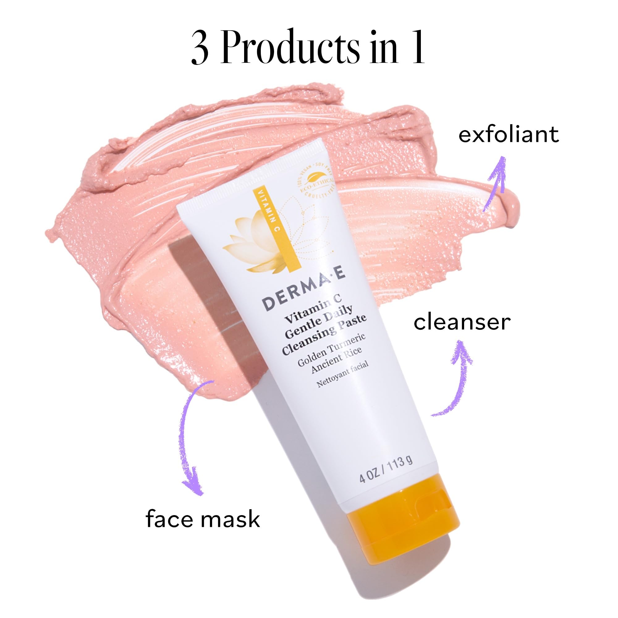 Derma E application quotidienne matin et soir pour une routine simple et efficace