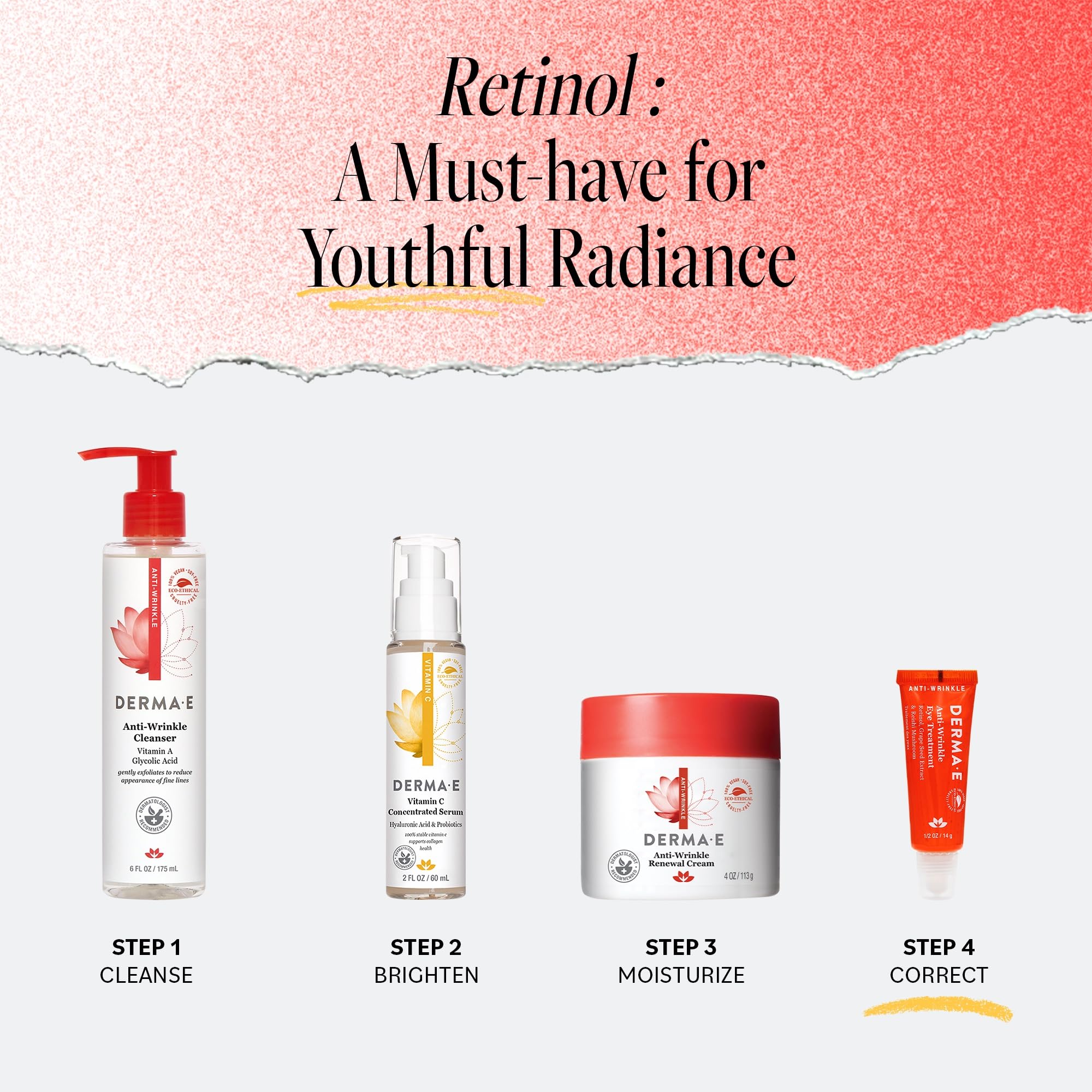 Application quotidienne autour des yeux, routine Derma E.