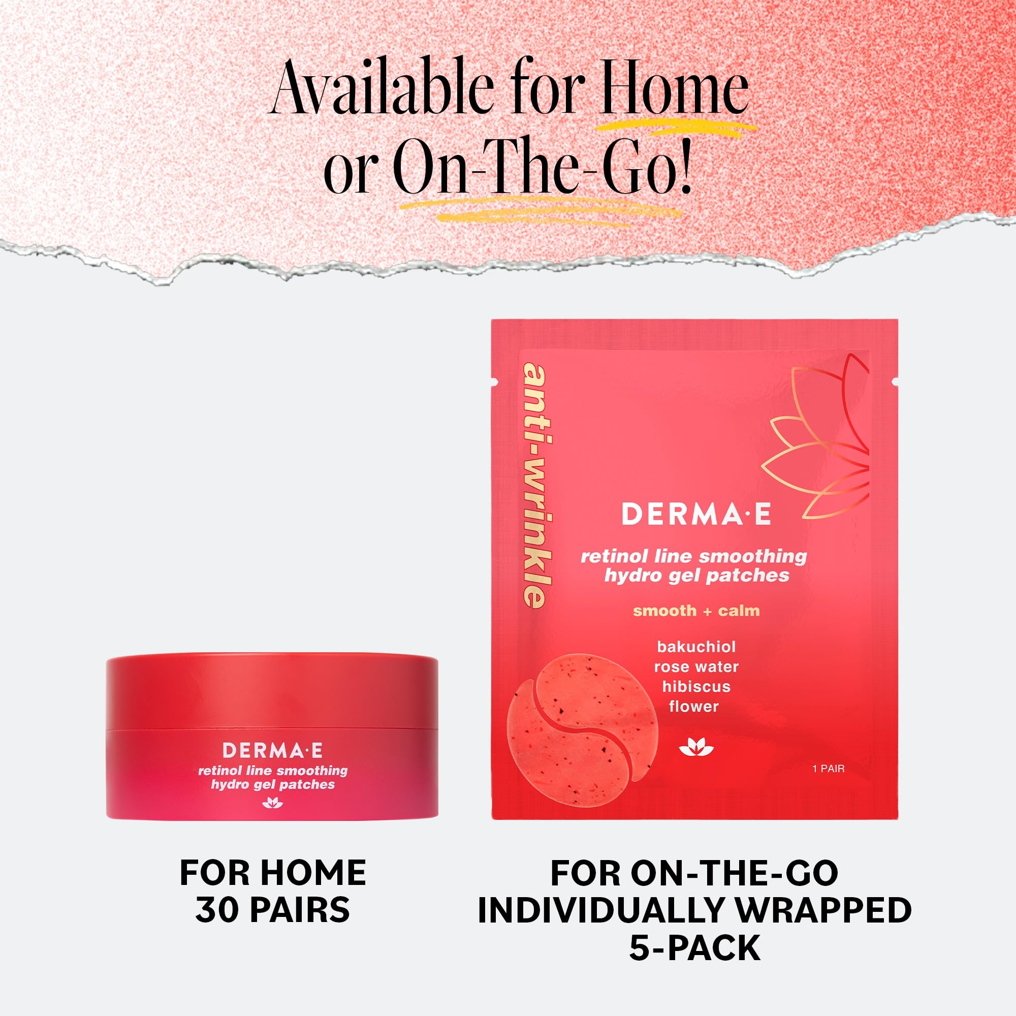 Conditionnement recyclable DERMA E pour patches yeux respectueux de l'environnement.