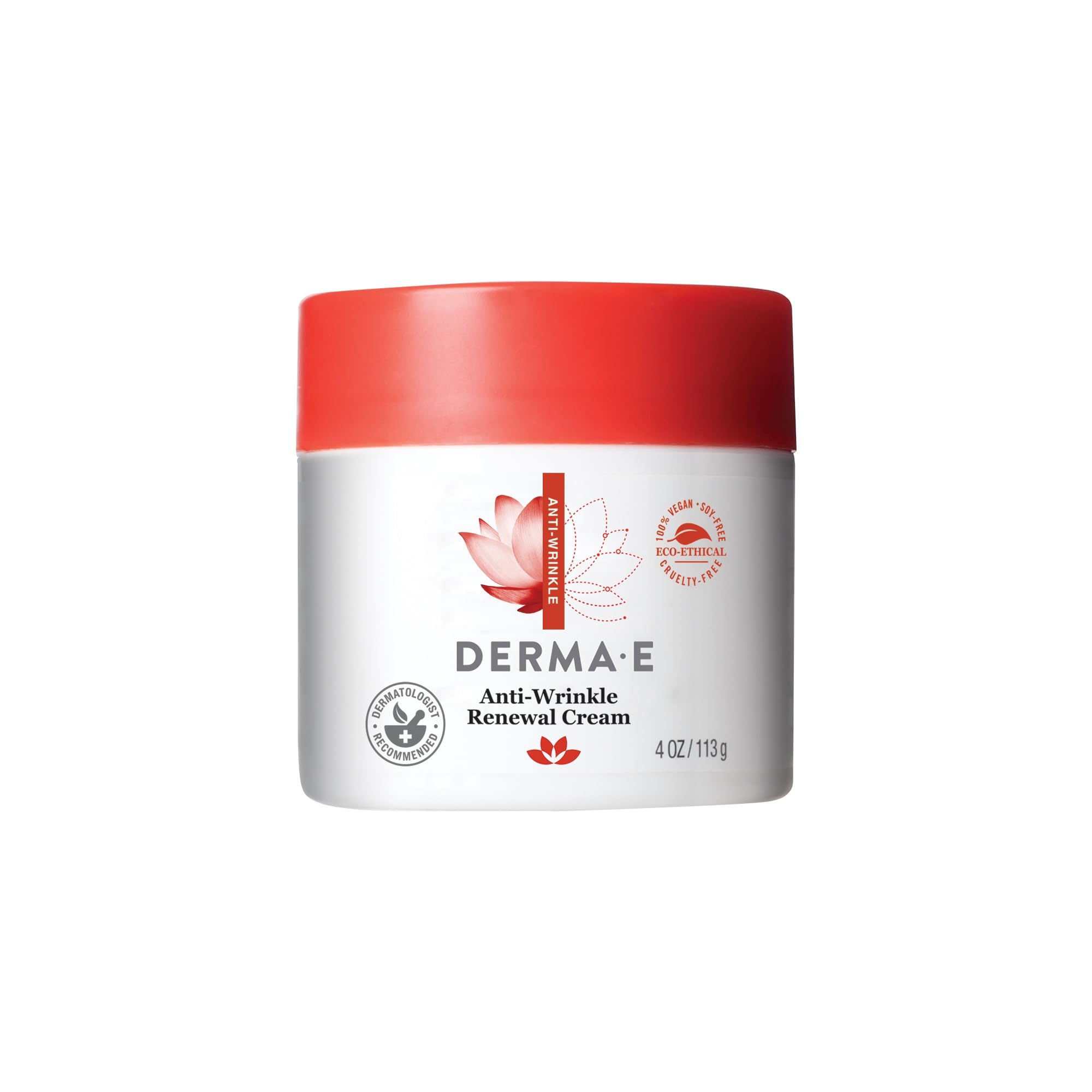 Crème Derma E Anti-Rides – Bouteille, hydratation en profondeur.