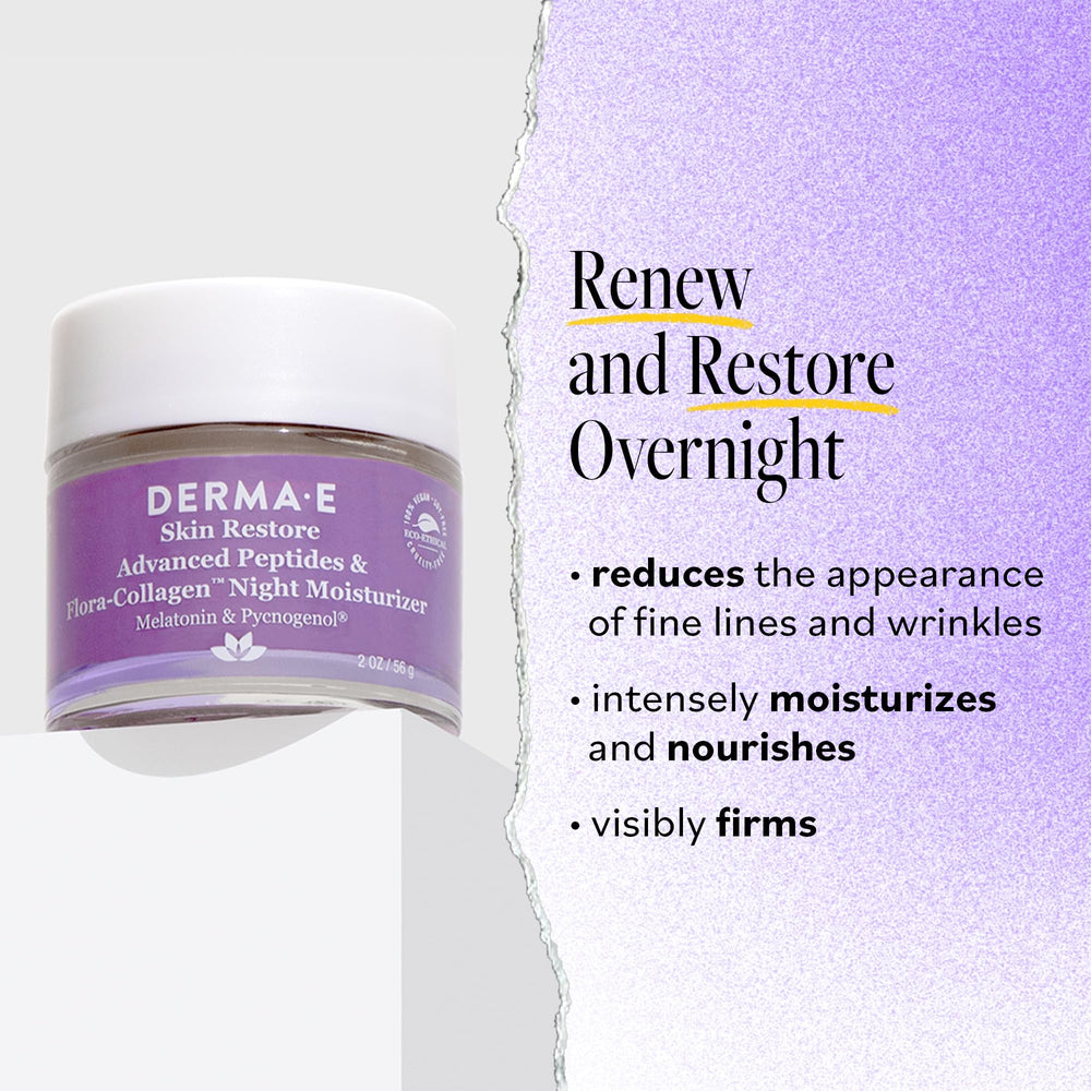 Texture riche de la crème Derma E pour un soin nocturne enveloppant.