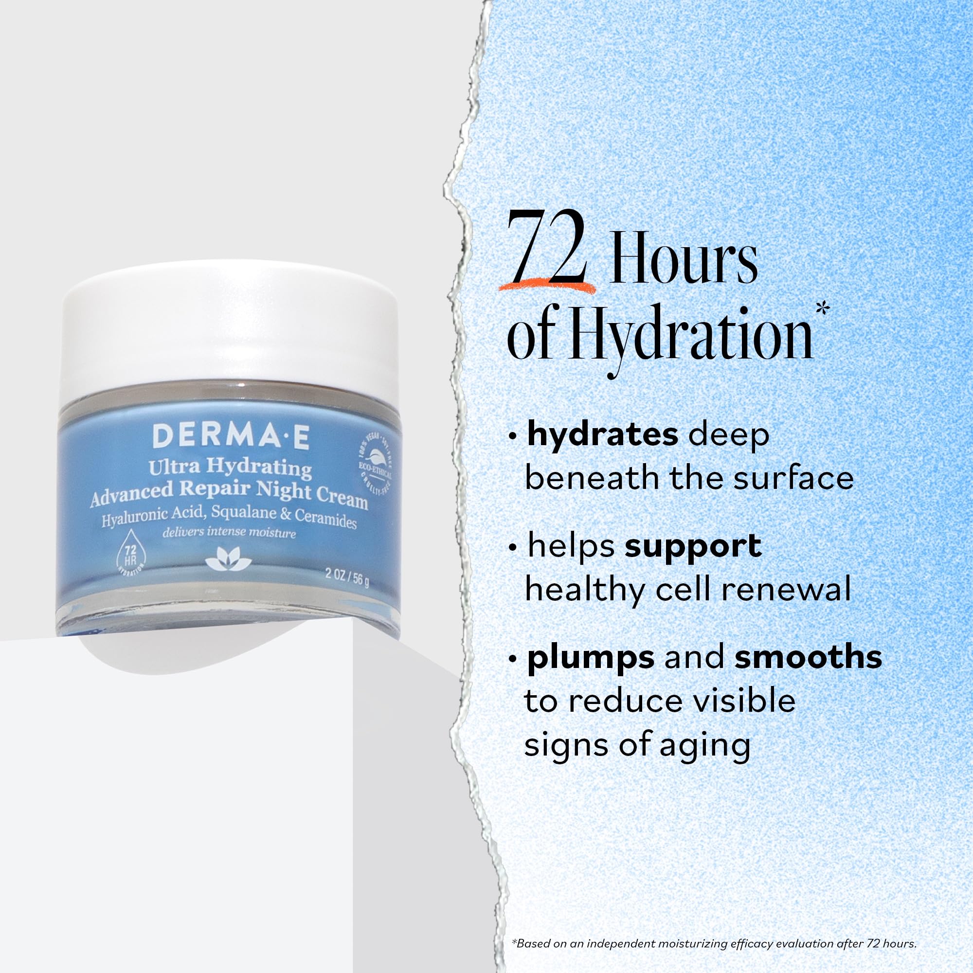 Texture onctueuse de la Crème Nuit Derma E prête à l’application.