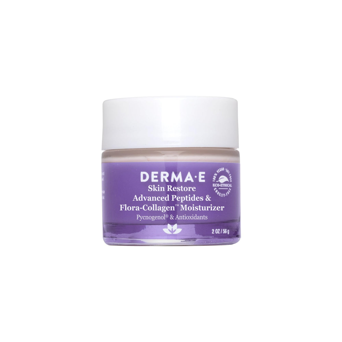 Derma-E crème visage peptides Flora-Collagen – flacon, hydratation durable pour la peau.