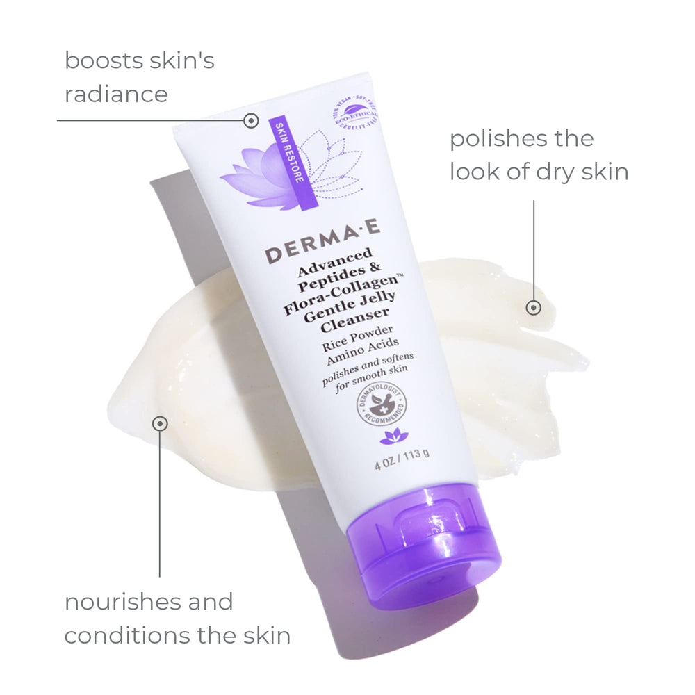 Derma E gelée nettoyante, texture veloutée, douceur et propreté du visage.