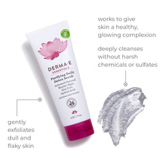 DERMA E gommage purifiant quotidien au charbon actif absorbe les impuretés de la peau